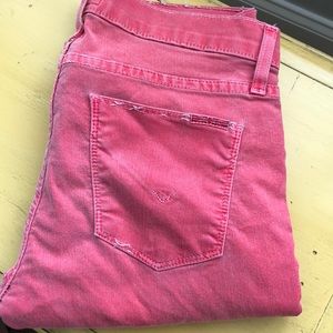 Size 28 Hudson jeans in a distressed red color